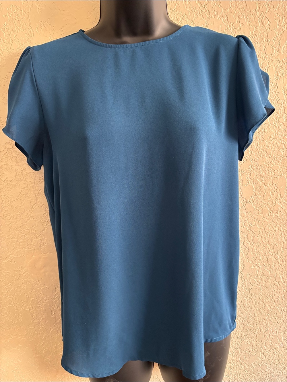 LOFT Teal Blue Short Sleeve Round Neck Blouse